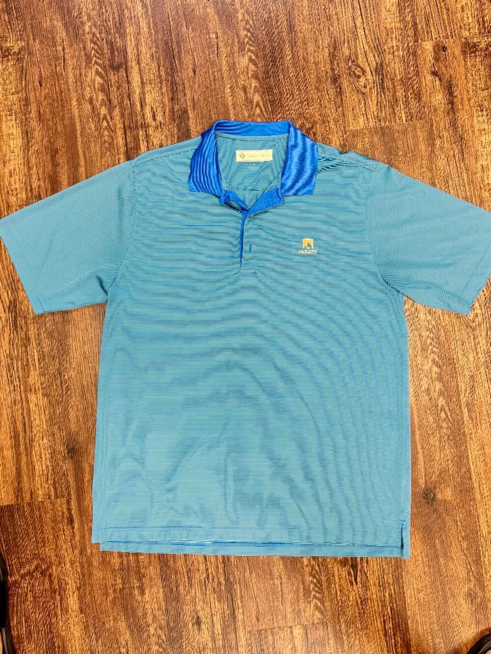 Donald Ross Golf Polo Shirt Men's Large Blue Green Micro Stripe